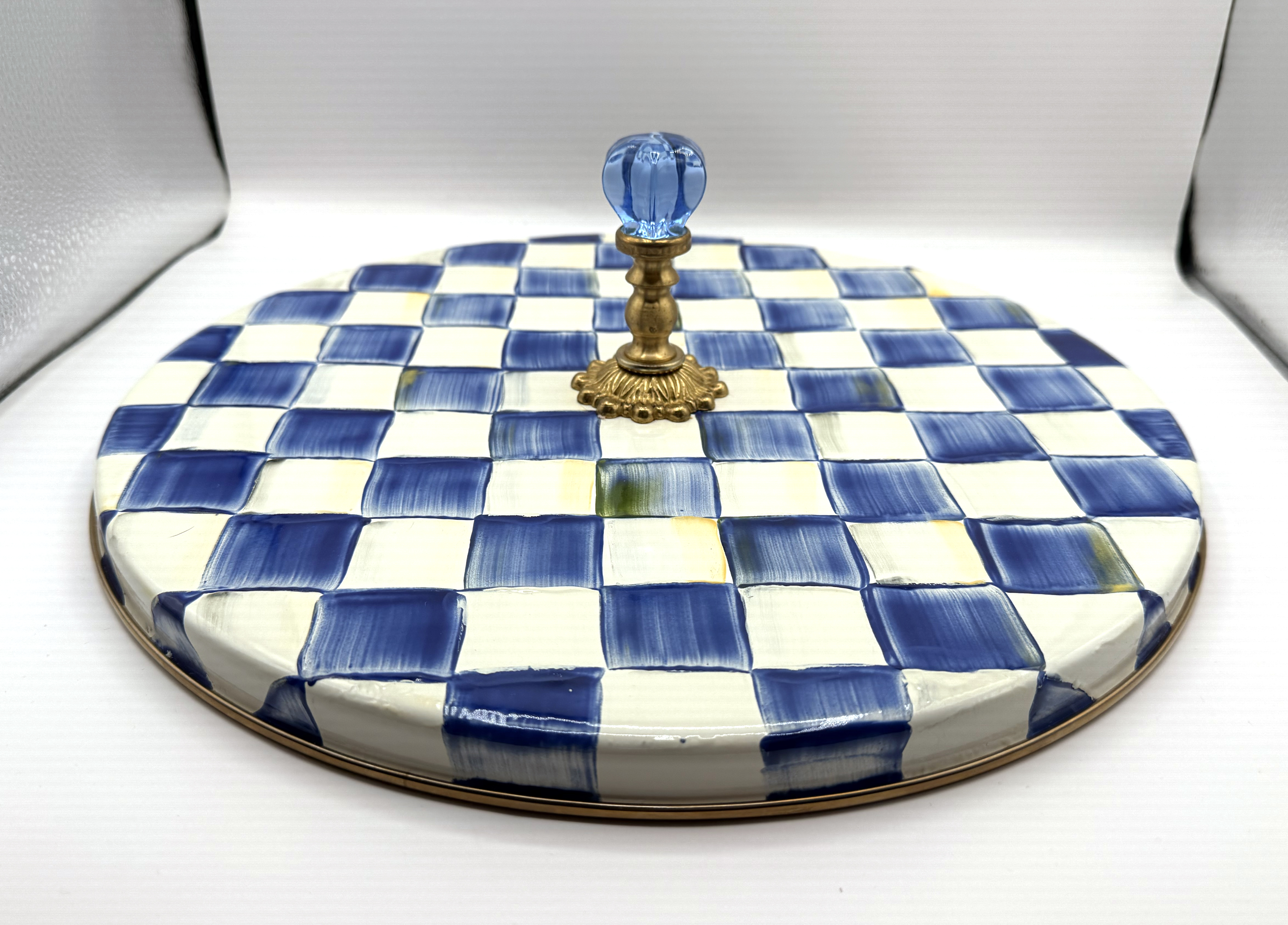 MacKenzie-Childs Royal Check Enamel Cheese Course / cheese & charcuterie serving platter